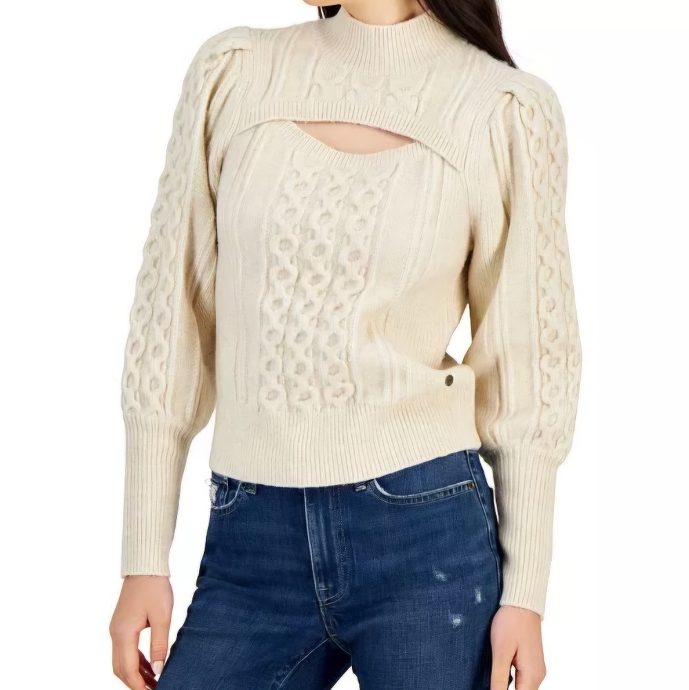 Tommy Hilfiger Women's Mock-Neck Cutout Cable Sweater